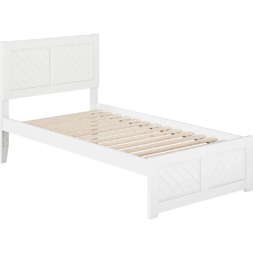Canyon Twin Platform Bed w/ Footboard in White Wood