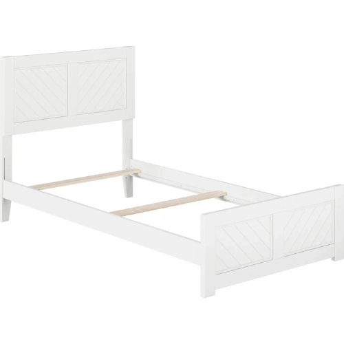 Canyon Twin Foundation Bed Frame w/ Footboard in White Wood