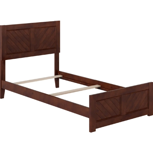 Canyon Twin Foundation Bed Frame w/ Footboard in Walnut Wood