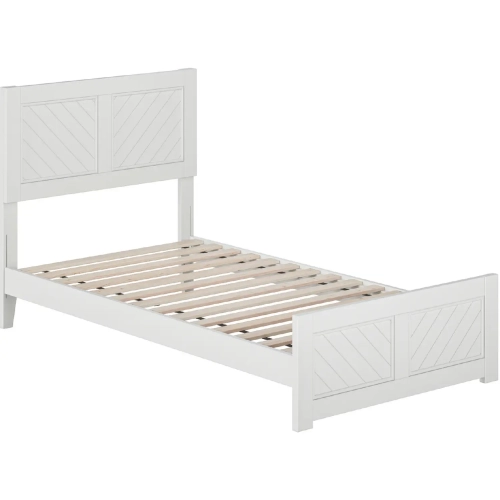 Berkshire Twin Low Profile Platform Bed w/ Footboard in White Wood
