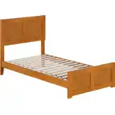 Berkshire Twin Low Profile Platform Bed w/ Footboard in Light Toffee Wood