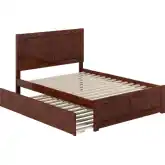 Canyon Full Platform Bed w/ Footboard & Twin Trundle in Walnut Wood