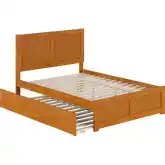Canyon Full Platform Bed w/ Footboard & Twin Trundle in Light Toffee Wood