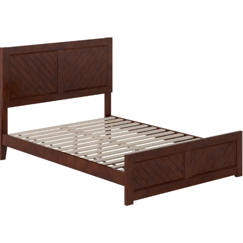 Berkshire Full Low Profile Platform Bed w/ Footboard in Walnut Wood