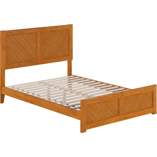 Berkshire Full Low Profile Platform Bed w/ Footboard in Light Toffee Wood