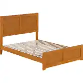 Berkshire Full Low Profile Platform Bed w/ Footboard in Light Toffee Wood