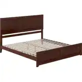 Berkshire King Low Profile Platform Bed w/ Footboard in Walnut Wood