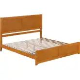 Berkshire King Low Profile Platform Bed w/ Footboard in Light Toffee Wood