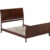 Portland Queen Low Profile Platform Bed w/ Footboard in Walnut Wood