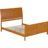 Portland Queen Low Profile Platform Bed w/ Footboard in Light Toffee Wood