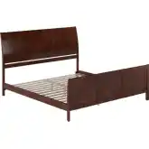 Portland King Low Profile Platform Bed w/ Footboard in Walnut Wood