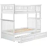Columbia Twin over Twin Bunk Bed with Raised Panel Trundle in White