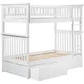 Columbia Twin over Twin Bunk Bed with Urban Bed Drawers in White