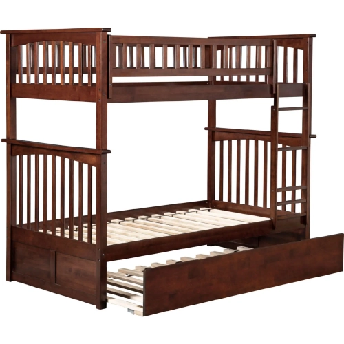 Columbia Twin over Twin Bunk Bed with Urban Trundle Bed in Walnut