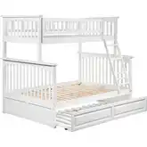 Columbia Twin over Full Bunk Bed with Raised Panel Trundle in White