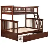 Columbia Twin over Full Bunk Bed with Urban Trundle Bed in Walnut