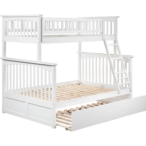 Columbia Bunk Bed Twin over Full & Full Urban Trundle Bed in White