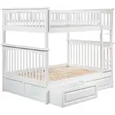 Columbia Full over Full Bunk Bed with 2 Raised Panel Bed Drawers in White