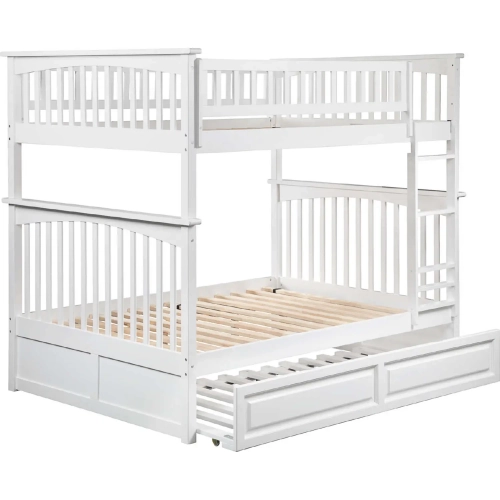 Columbia Full over Full Bunk Bed with Raised Panel Trundle in White