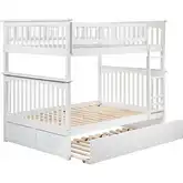 Columbia Full over Full Bunk Bed with Urban Trundle Bed in White