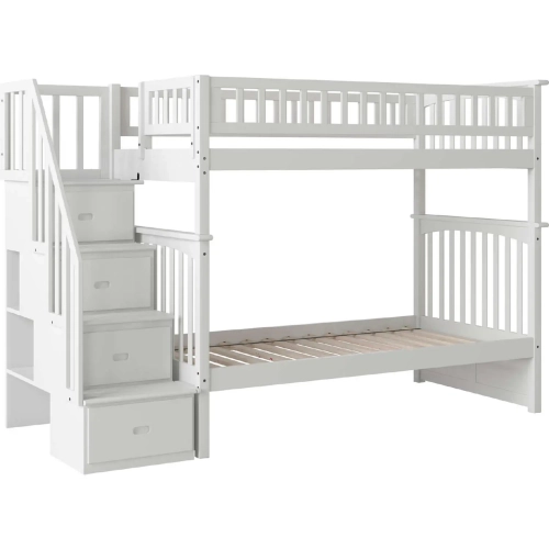 Columbia Staircase Twin over Twin Bunk Bed in White