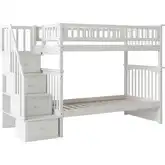 Columbia Staircase Twin over Twin Bunk Bed in White