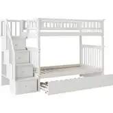 Columbia Staircase Twin over Twin Bunk Bed with Urban Trundle Bed in White
