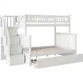 Columbia Staircase Twin over Full Bunk Bed with Urban Trundle Bed in White