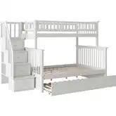 Columbia Staircase Bunk Bed Twin over Full & Full Urban Trundle Bed in White