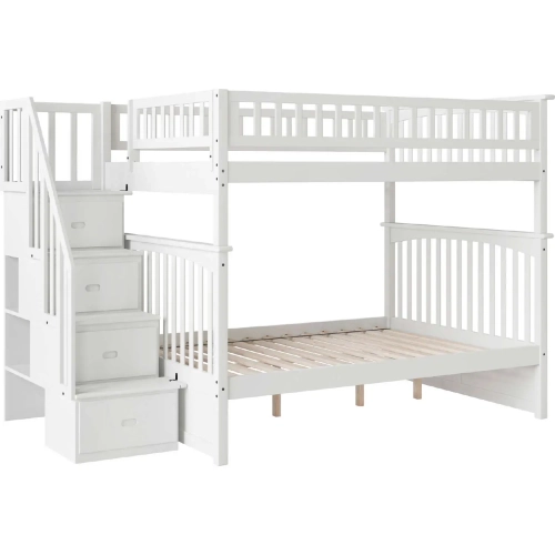 Columbia Staircase Full over Full Bunk Bed in White