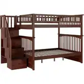 Columbia Staircase Full over Full Bunk Bed in Antique Walnut
