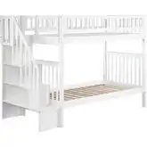 Woodland Staircase Twin over Twin Bunk Bed in White