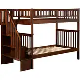Woodland Staircase Twin over Twin Bunk Bed in Antique Walnut
