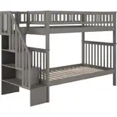 Woodland Staircase Twin over Twin Bunk Bed in Grey