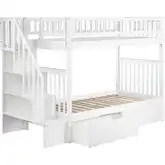 Woodland Staircase Twin over Twin Bunk Bed with 2 Urban Lifestyle Drawers in White