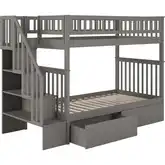 Woodland Staircase Twin over Twin Bunk Bed & 2 Urban Drawers in Grey