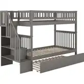Woodland Staircase Twin over Twin Bunk Bed & Urban Trundle Bed in Grey
