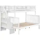 Woodland Staircase Twin over Full Bunk Bed in White