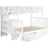 Woodland Staircase Twin over Full Bunk Bed with 2 Urban Lifestyle Drawers in White