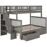 Woodland Staircase Twin over Full Bunk Bed & 2 Urban Drawers in Grey