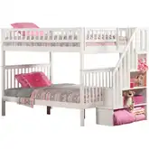 Woodland Staircase Full over Full Bunk Bed in White