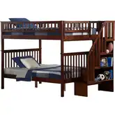 Woodland Staircase Full over Full Bunk Bed in Antique Walnut