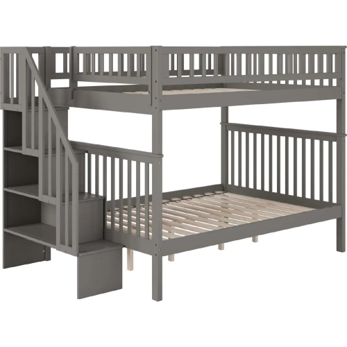 Woodland Staircase Full over Full Bunk Bed in Grey