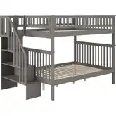 Woodland Staircase Full over Full Bunk Bed in Grey