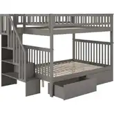 Woodland Staircase Full over Full Bunk Bed & 2 Urban Drawers in Grey