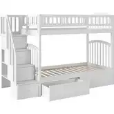 Westbrook Staircase Twin over Twin Bunk Bed with 2 Urban Bed Drawers in White