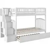 Westbrook Staircase Twin over Twin Bunk Bed with Urban Trundle Bed in White