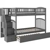Westbrook Staircase Twin over Twin Bunk Bed with Urban Trundle Bed in Grey