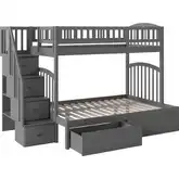 Westbrook Staircase Twin over Full Bunk Bed with 2 Urban Bed Drawers in Grey