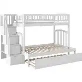 Westbrook Staircase Twin over Full Bunk Bed with Twin Urban Trundle Bed in White
